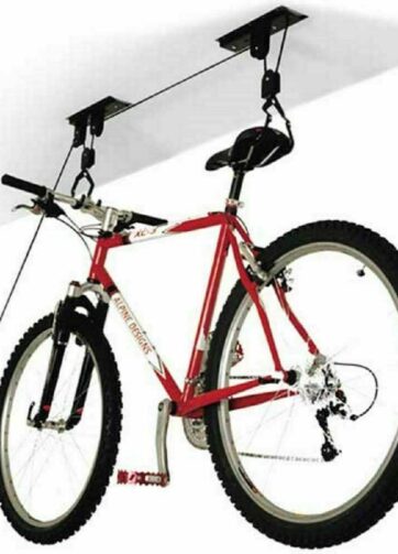 PORTABICI SOSPENSIONE APPENDI BICI SOFFITTO 1 BICI 20KG CANTINA GARAGE CARRUCOLA