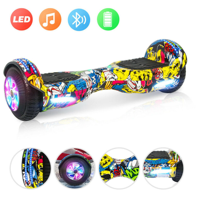 HOVERBOARD 6,5 POLLICI LUCI LED E BLUETOOTH 2 RUOTE MONOPATTINI ELETTRICI - immagine 2