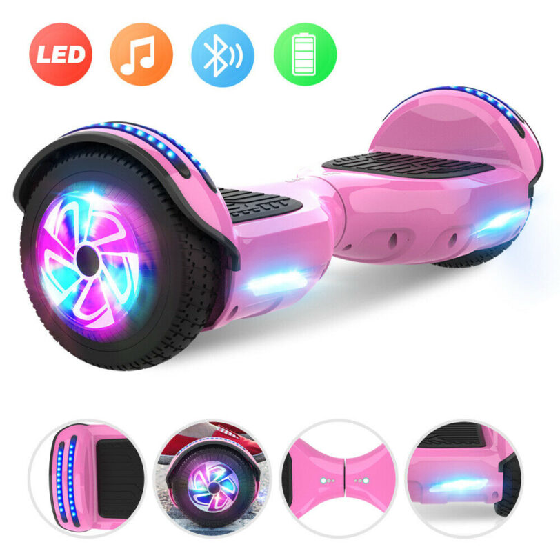 HOVERBOARD 6,5 POLLICI LUCI LED E BLUETOOTH 2 RUOTE MONOPATTINI ELETTRICI