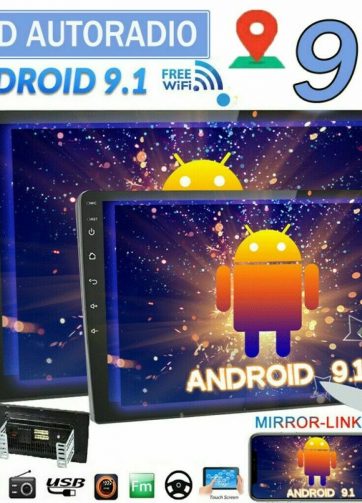 AUTORADIO 2 DIN ANDROID 9 POLLICI STEREO AUTO WIFI NAVIGATORE GPS USB BLUETOOTH + interfaccia per i comandi al volante