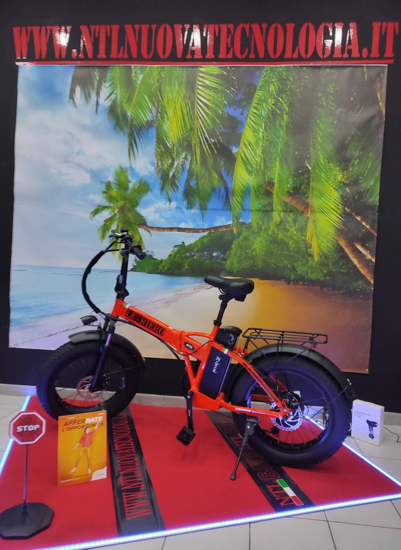 BICI ELETTRICA FAT BIKE LEVRIERO ORANGE  500W 48V BATTERIA 16 AH   N.T.L - immagine 3