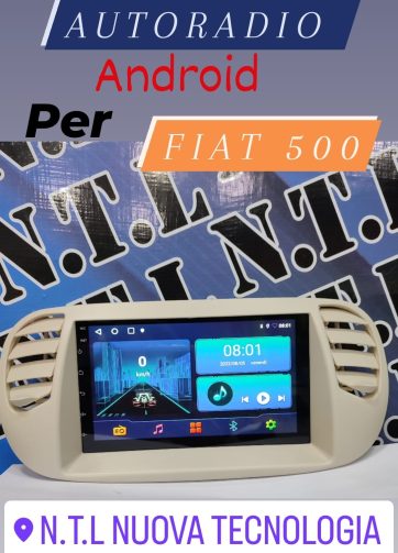 AUTORADIO 4+64 GB ANDROID 12.2 COMPLETO DI MASCHERINA PER FIAT 500 +OMAGGIO  bocchettoni aria