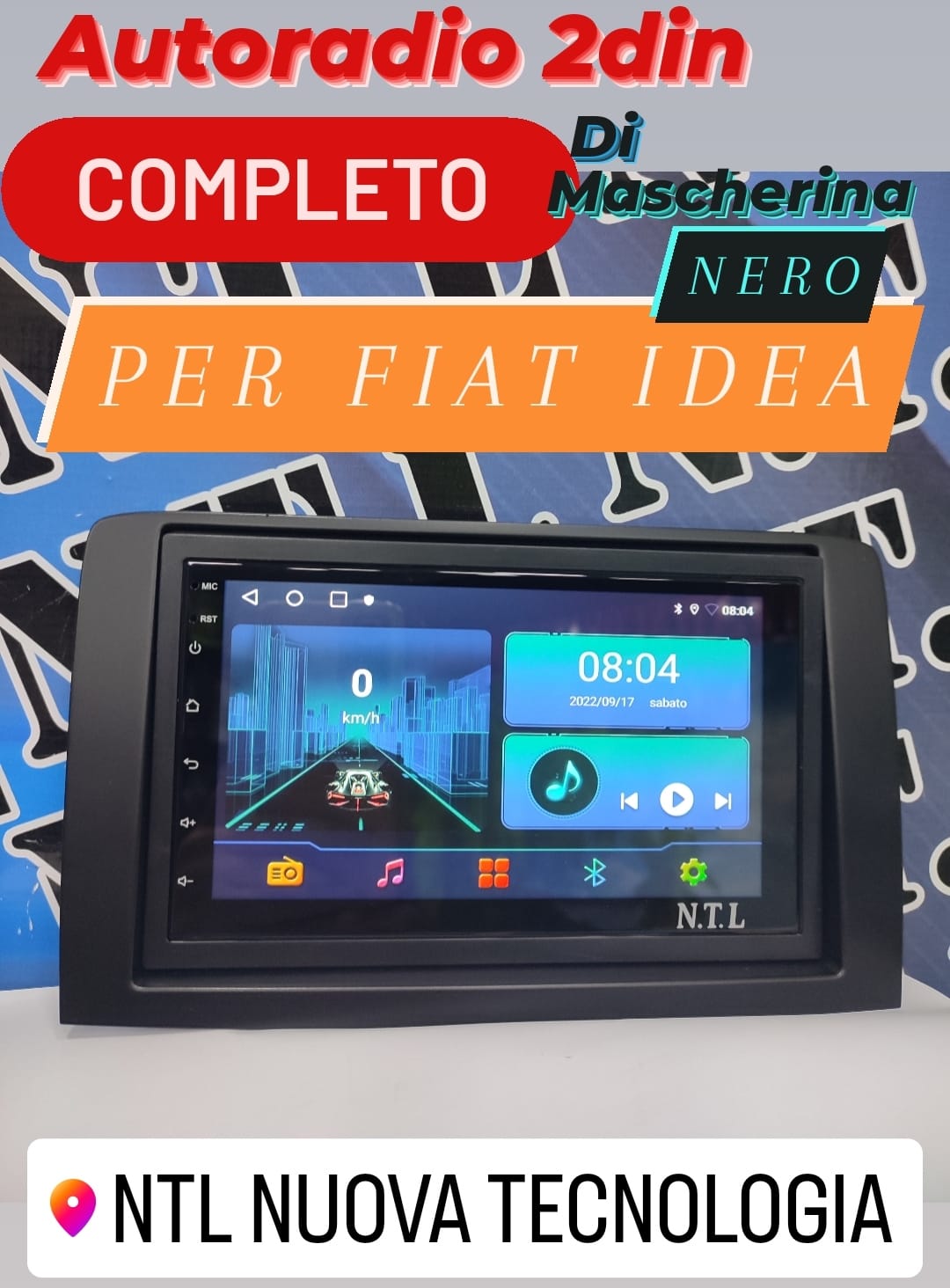 AUTORADIO DOPPIO DIN ANDROID 12 X FIAT IDEA /LANCIA MUSA colore nero - NTL  Nuova Tecnologia