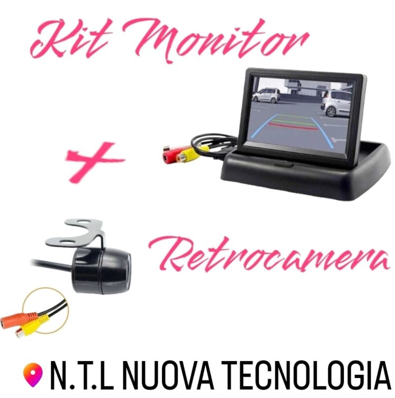 Parcheggio ASSISTITO KIT MONITOR 4.3 + TELECAMERA RETROCAMERA RETROMARCIA AUTO