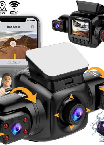 Dash cam 4 canali 1080P WiFi GPS auto DVR visione notturna 360° telecamera panor