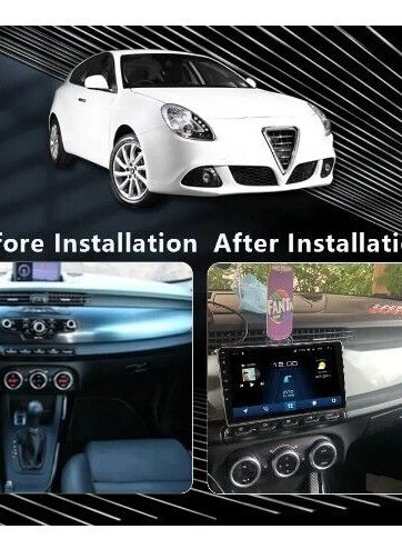 AUTORADIO ALFA ROMEO GIULIETTA 9 POLLICI 8+128 COMPLETO DI MASCHERINA GRIGIA+OMAGGIO RECUPERO COMANDI +OMAGGIO Retrocamera