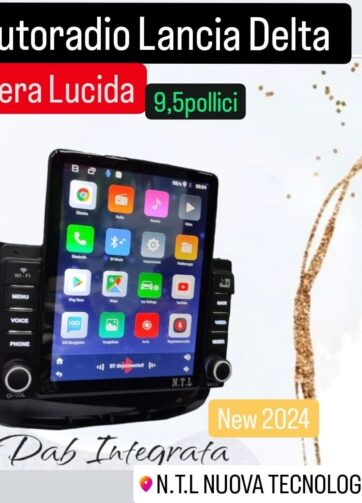 AUTORADIO LANCIA DELTA 9.5 pollici COMPLETO DI MASCHER. NERA ANDROID 12 2 GB+RECUPERO COMANDI AL VOLANTE+OMAGGIO RETROCAMERA