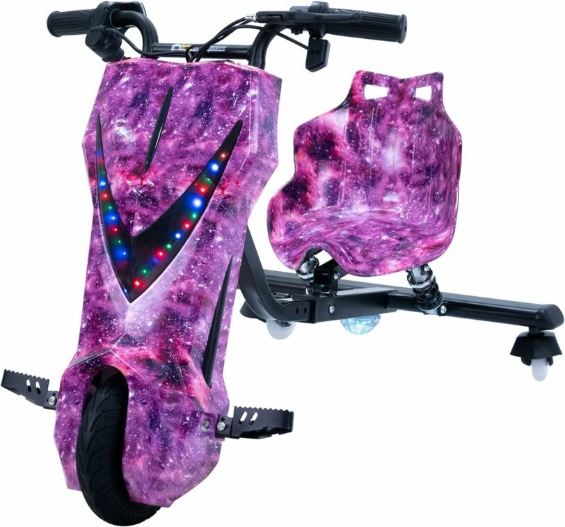 Scooter per Bambini 360 Gradi - Motore Elettrico da 250 Watt - 3 Livelli di Velocità - Illuminazione LED - Sedile Regolabile 8,5 - immagine 4
